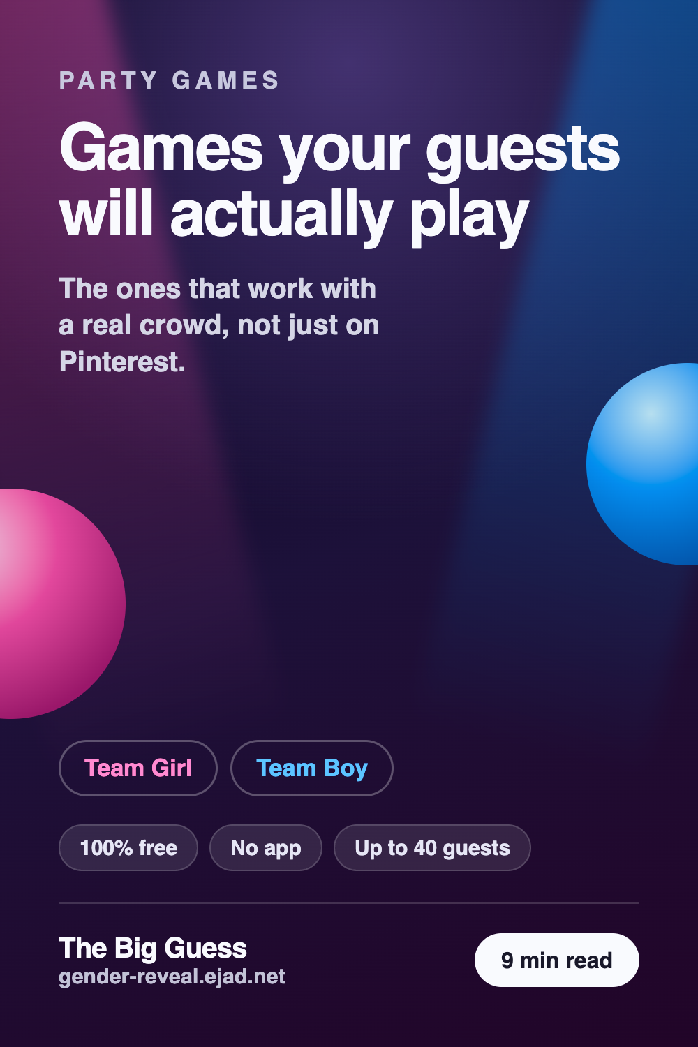 Games your guests will actually play — pin graphic for this guide from The Big Guess