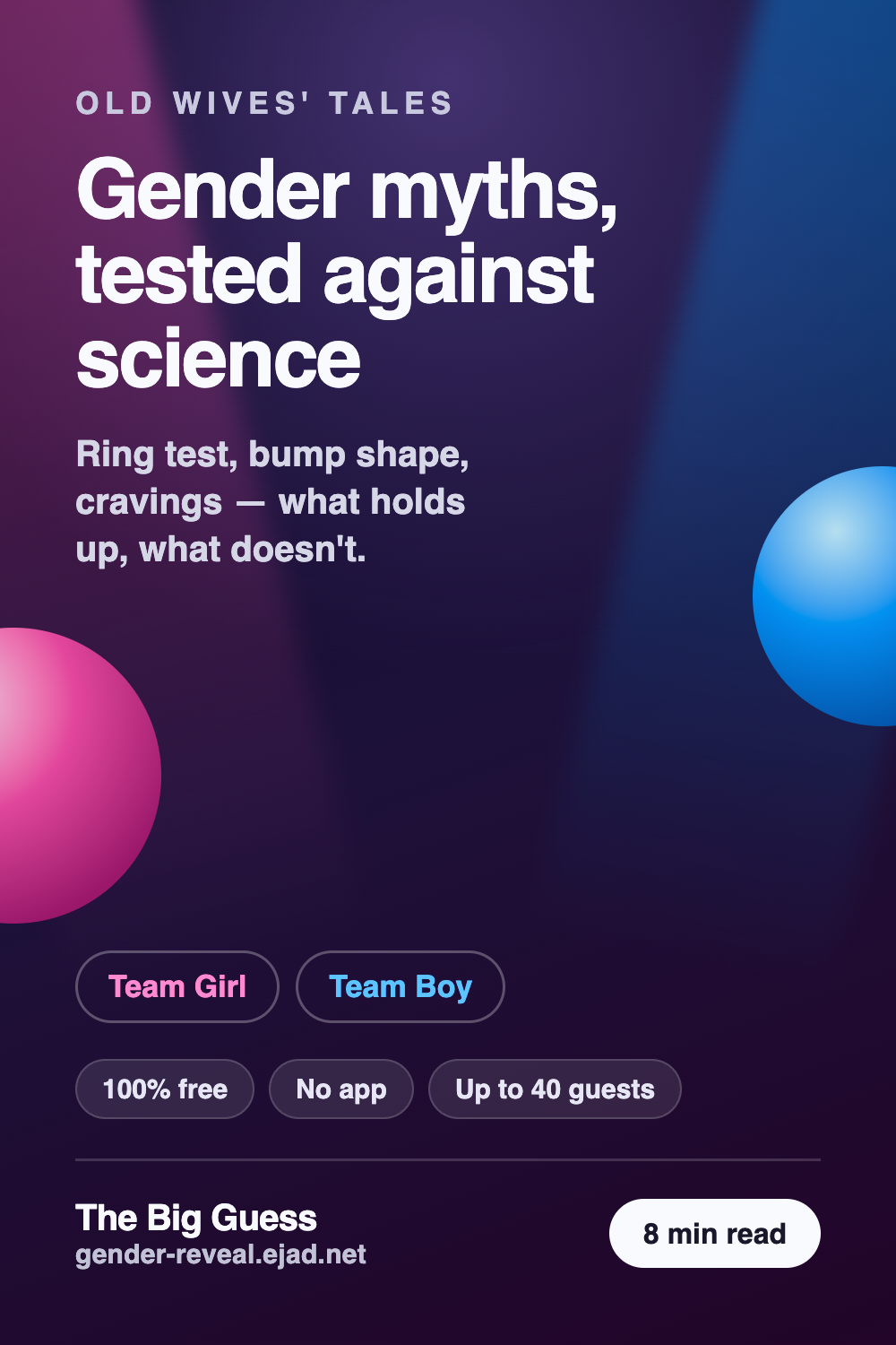 Gender myths, tested against science — pin graphic for this guide from The Big Guess