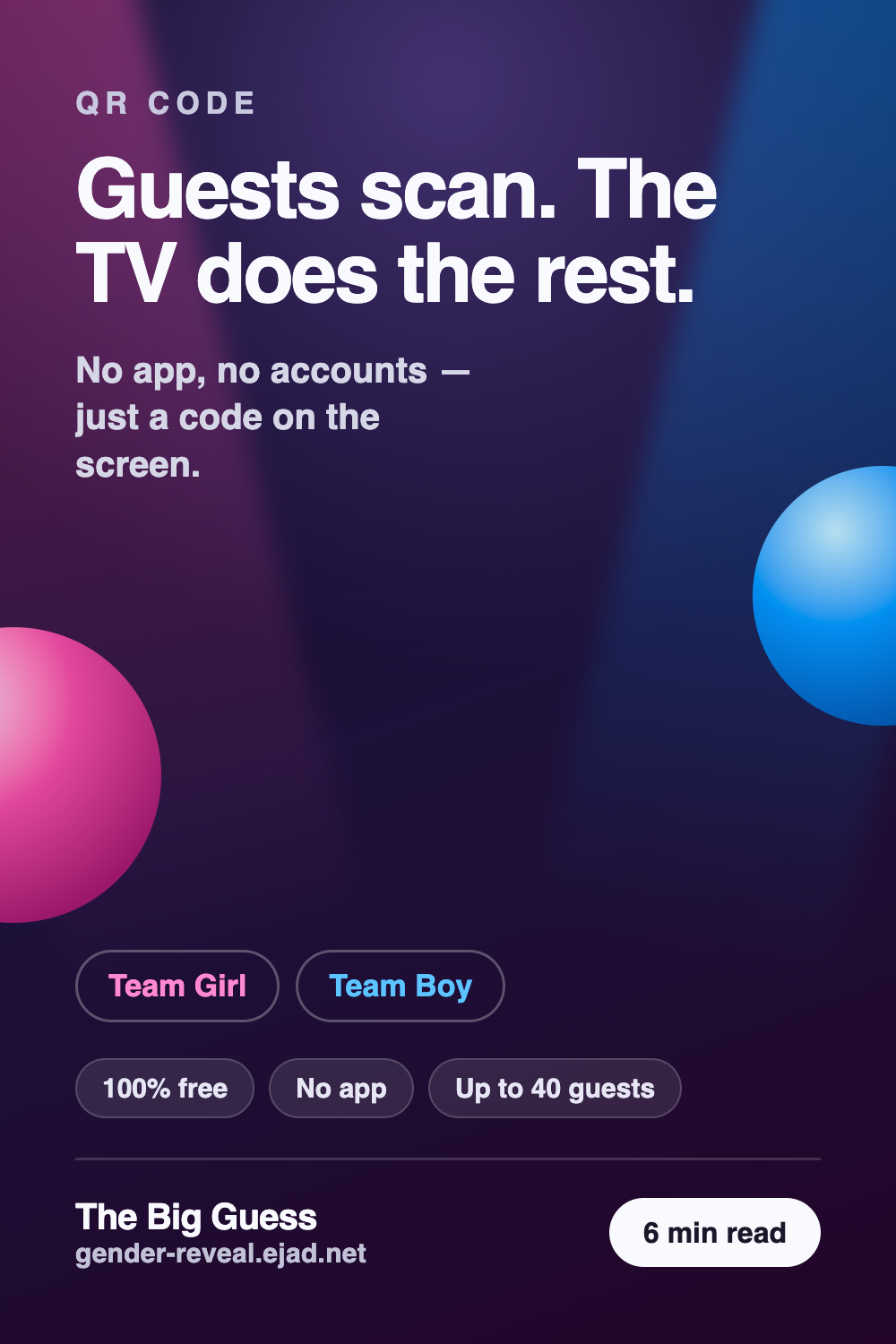 Guests scan. The TV does the rest. — pin graphic for this guide from The Big Guess